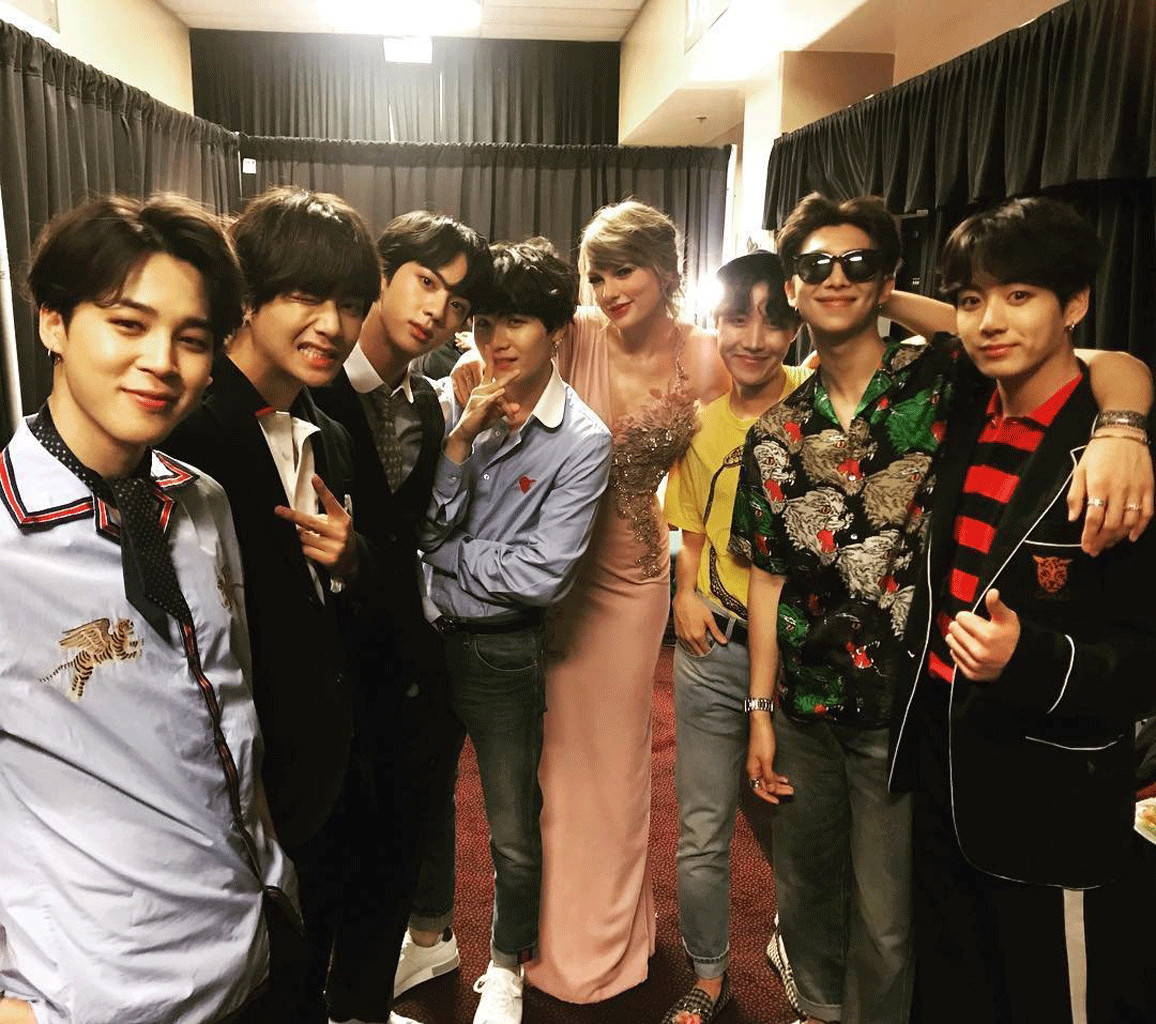 Taylor Swift backstage at BBMA 2018 with BTS... New music cooking?